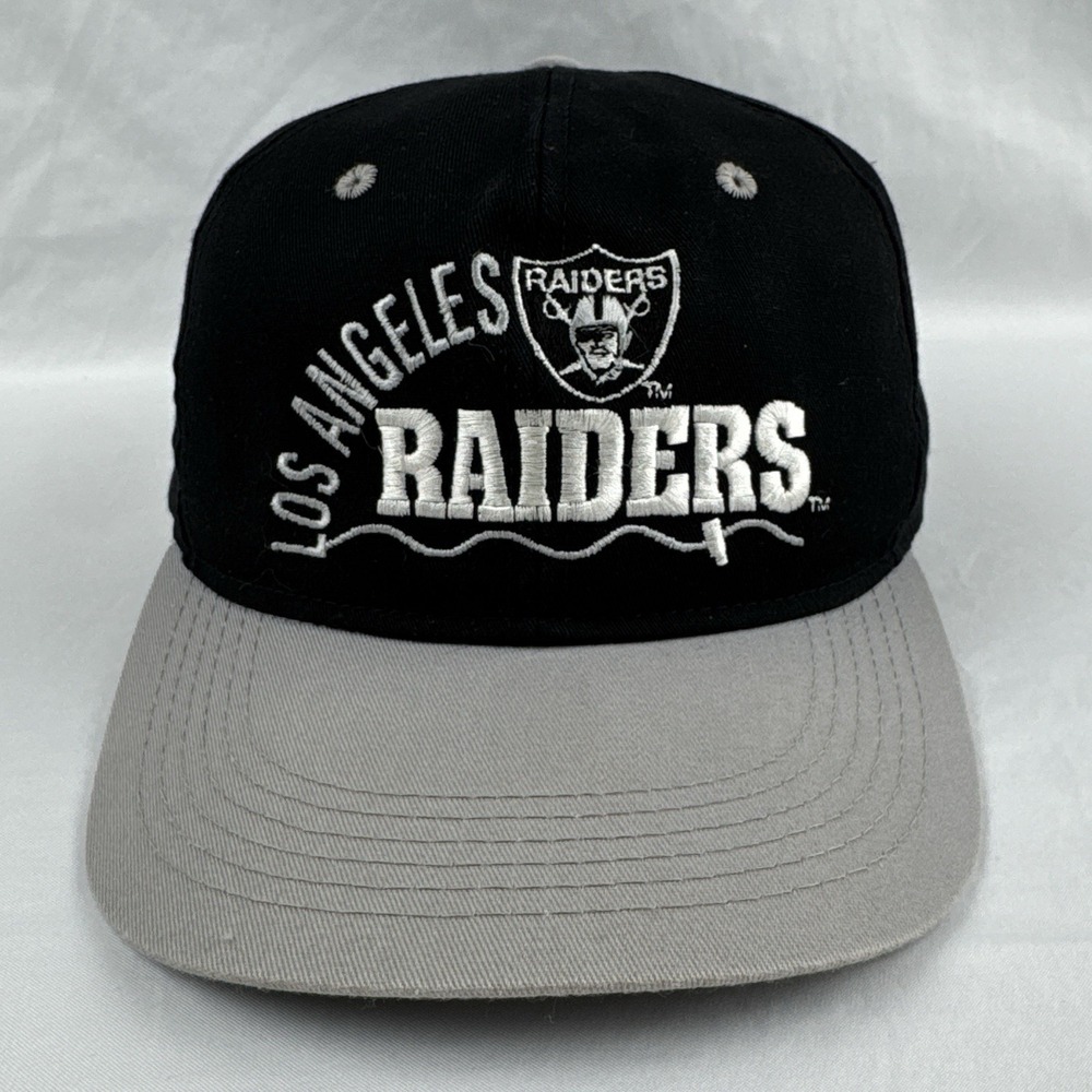 Vintage 90s LA Los Angeles Raiders #1 Apparel Cap Hat Drawstring Black USA